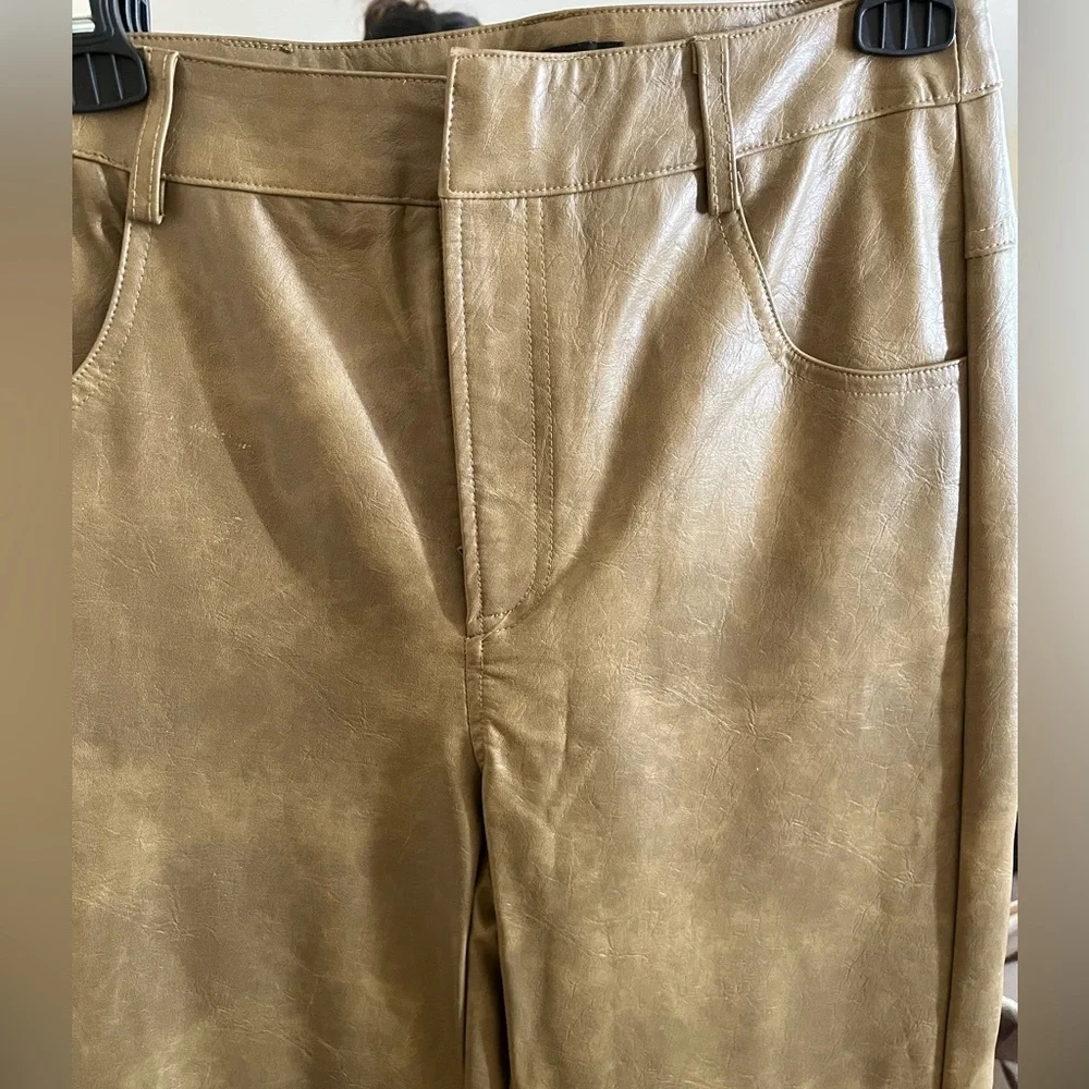 PrettyLittleThing Olive Faux Leather Trousers